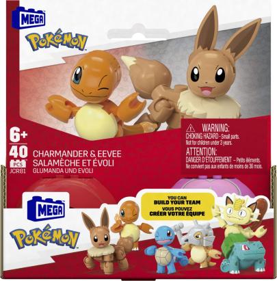 POKEMON MEGA SET DOUA BILE CHARMANDER SI EEVEE 40 PIESE SuperHeroes ToysZone