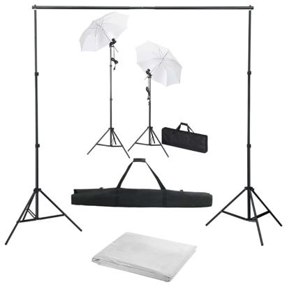 Kit studio foto cu fundal, lămpi și umbrele GartenMobel Dekor
