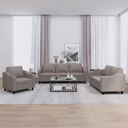 Set de canapea cu perne, 3 piese, gri taupe, material textil GartenMobel Dekor