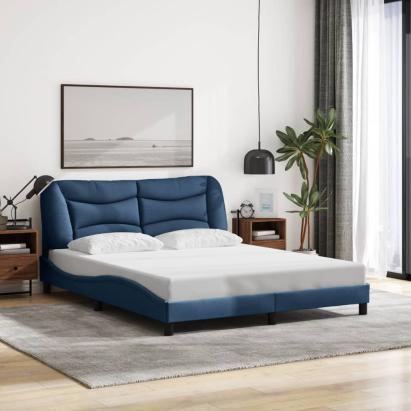 Cadru de pat fără saltea, albastru, 160x200 cm, textil GartenMobel Dekor