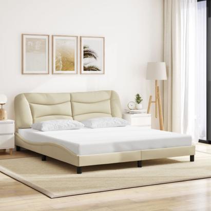 Cadru de pat fără saltea, crem, 180x200 cm, textil GartenMobel Dekor