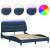 Cadru de pat cu lumini LED, albastru, 120x200 cm, textil GartenMobel Dekor