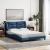 Cadru de pat cu lumini LED, albastru, 120x200 cm, textil GartenMobel Dekor