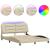 Cadru de pat cu lumini LED, crem, 160x200 cm, textil GartenMobel Dekor