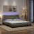 Cadru de pat cu lumini LED, gri taupe, 180x200 cm, textil GartenMobel Dekor