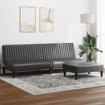 Set de canapele, 2 piese, gri, piele ecologică GartenMobel Dekor