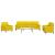 Set de canapele cu perne/rulouri, 3 piese, galben, catifea GartenMobel Dekor
