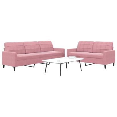 Set de canapele cu perne, 2 piese, roz, catifea GartenMobel Dekor