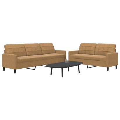 Set de canapele cu perne, 2 piese, maro, catifea GartenMobel Dekor