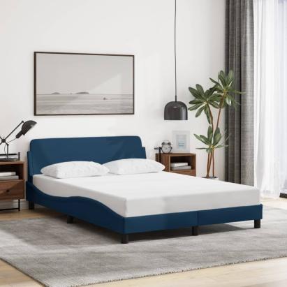Cadru de pat cu tăblie fără saltea, albastru, 120x200cm, textil GartenMobel Dekor