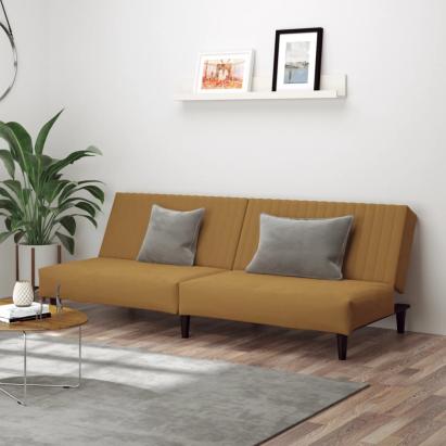 Canapea extensibilă cu 2 locuri, maro, catifea GartenMobel Dekor
