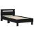 Cadru de pat cu tăblie și lumini LED, negru, 90x190 cm GartenMobel Dekor