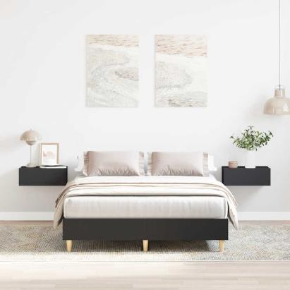 Cadru de pat fără saltea, negru, 140x190 cm, lemn prelucrat GartenMobel Dekor