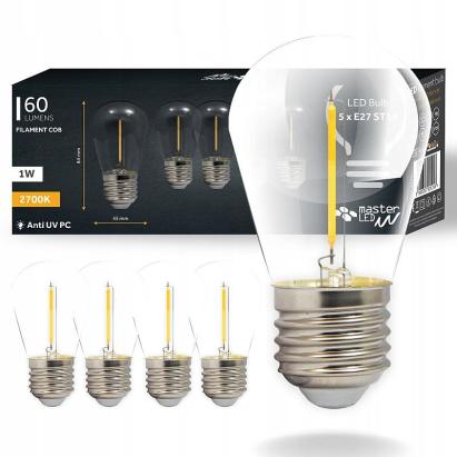 Bec led cob, pentru ghirlande luminoase, e27, alb cald, 1w, 60 lm, set 5 bucati MultiMark GlobalProd