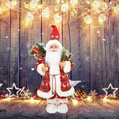 Figurina mos craciun, imbracaminte, caciula si accesorii, 30 cm MultiMark GlobalProd