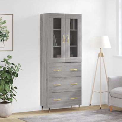 Dulap înalt, gri sonoma, 69,5x34x180 cm, lemn compozit GartenMobel Dekor