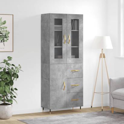 Dulap înalt, gri beton, 69,5x34x180, lemn compozit GartenMobel Dekor