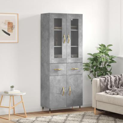 Dulap înalt, gri beton, 69,5x34x180, lemn compozit GartenMobel Dekor