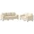 Set de canapele cu perne, 2 piese, crem, material textil GartenMobel Dekor