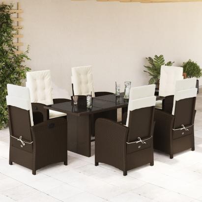 Set mobilier de grădină cu perne, 7 piese, maro, poliratan GartenMobel Dekor
