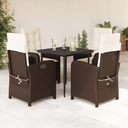 Set mobilier de grădină, 5 piese, cu perne, maro, poliratan GartenMobel Dekor