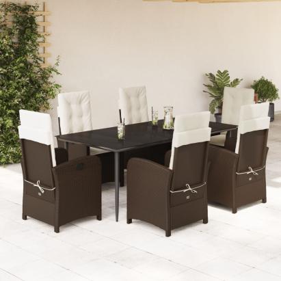 Set mobilier de grădină cu perne, 7 piese, maro, poliratan GartenMobel Dekor