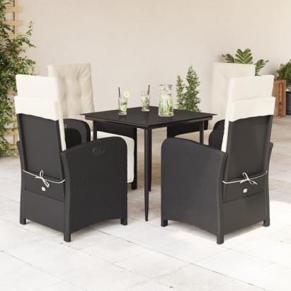 Set mobilier de grădină cu perne, 5 piese, negru, poliratan GartenMobel Dekor