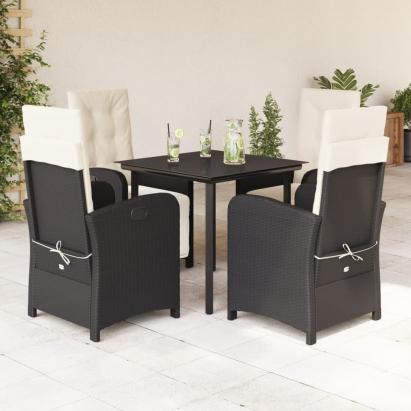 Set mobilier de grădină cu perne, 5 piese, negru, poliratan GartenMobel Dekor
