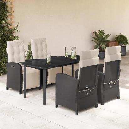 Set mobilier de grădină cu perne, 5 piese, negru, poliratan GartenMobel Dekor
