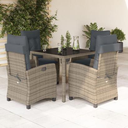 Set mobilier de grădină cu perne, 5 piese, gri, poliratan GartenMobel Dekor