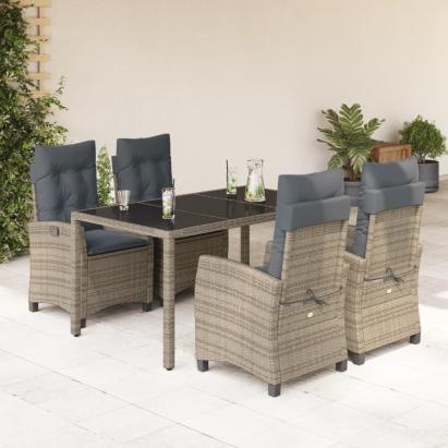 Set mobilier de grădină cu perne, 5 piese, gri, poliratan GartenMobel Dekor