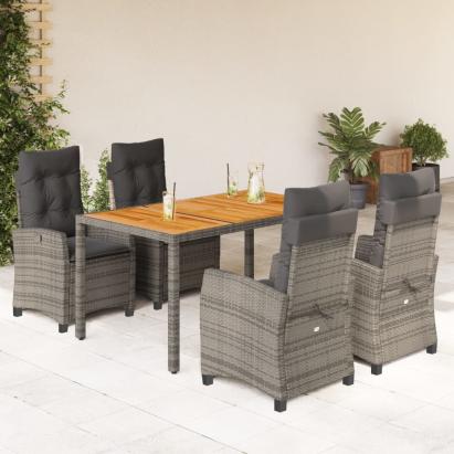 Set mobilier de grădină cu perne, 5 piese, gri, poliratan GartenMobel Dekor