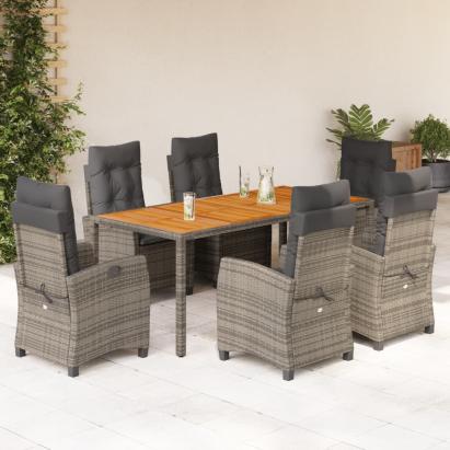 Set mobilier de grădină cu perne, 7 piese, gri, poliratan GartenMobel Dekor