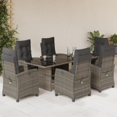 Set mobilier de grădină cu perne, 7 piese, gri, poliratan GartenMobel Dekor