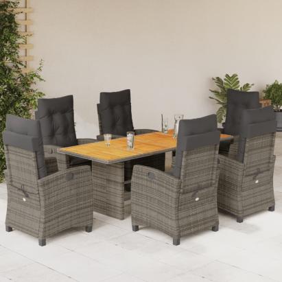Set mobilier de grădină cu perne, 7 piese, gri, poliratan GartenMobel Dekor