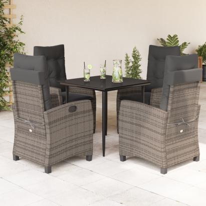 Set mobilier de grădină cu perne, 5 piese, gri, poliratan GartenMobel Dekor