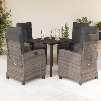 Set mobilier de grădină cu perne, 5 piese, gri, poliratan GartenMobel Dekor