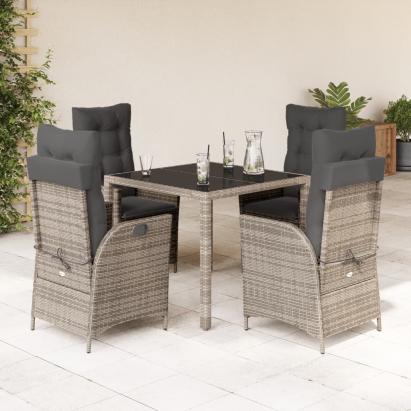 Set mobilier de grădină cu perne, 5 piese, gri, poliratan GartenMobel Dekor