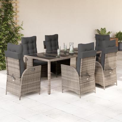 Set mobilier de grădină cu perne, 7 piese, gri, poliratan GartenMobel Dekor