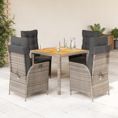 Set mobilier de grădină cu perne, 5 piese, gri, poliratan GartenMobel Dekor