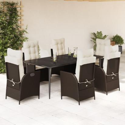 Set mobilier de grădină cu perne, 7 piese, maro, poliratan GartenMobel Dekor
