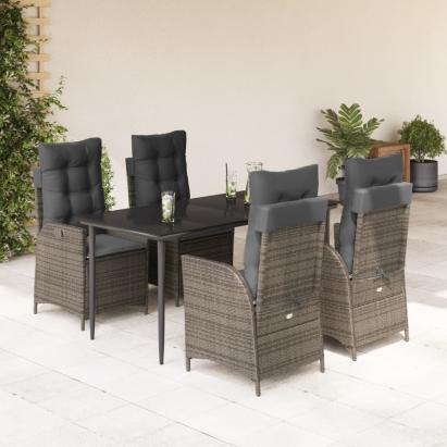 Set mobilier de grădină cu perne, 5 piese, gri, poliratan GartenMobel Dekor