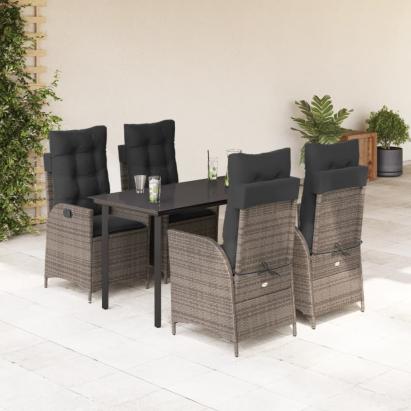 Set mobilier de grădină cu perne, 5 piese, gri, poliratan GartenMobel Dekor