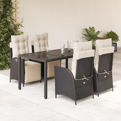 Set mobilier de grădină cu perne, 5 piese, negru, poliratan GartenMobel Dekor