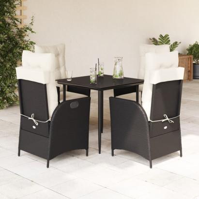 Set mobilier de grădină cu perne, 5 piese, negru, poliratan GartenMobel Dekor