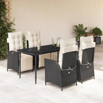 Set mobilier de grădină cu perne, 5 piese, negru, poliratan GartenMobel Dekor