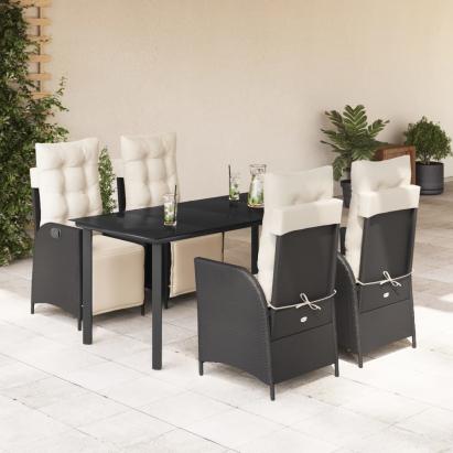 Set mobilier de grădină cu perne, 5 piese, negru, poliratan GartenMobel Dekor