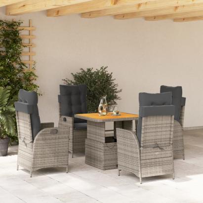 Set mobilier de grădină cu perne, 5 piese, gri, poliratan GartenMobel Dekor