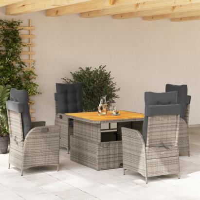 Set mobilier de grădină cu perne, 5 piese, gri, poliratan GartenMobel Dekor