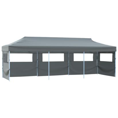 Cort petrecere pliabil cu 5 pereți laterali, antracit, 3 x 9 m GartenMobel Dekor